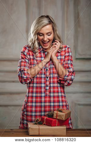 beautiful woman with some gifts