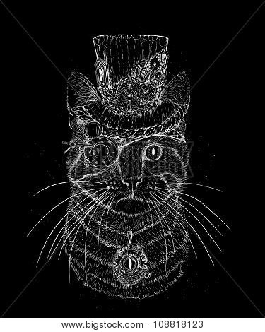 Steampunk Cat Vintage Style