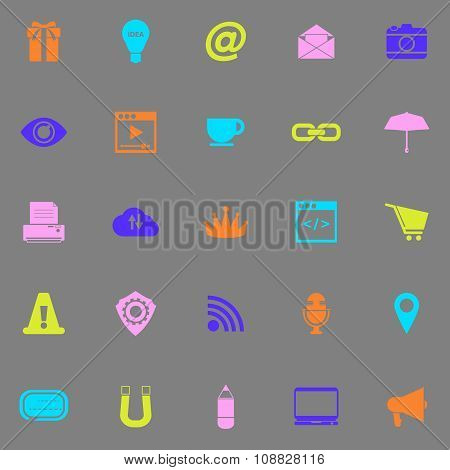 Internet Website Color Icons On Grey Background