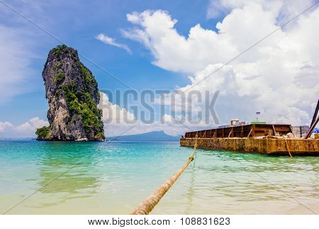 Break buld carrier on the beautiful beach, Poda island krabi,South Thailand