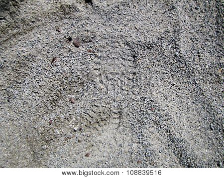 Footprint In Gravel Close-up