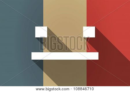 Long Shadow Flag Of France Vector Icon With A Emotionless Text Face