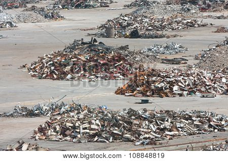Piles Of Twisted Metal And Debris Litter A Demolition Site