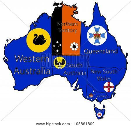 Australia Territory Outlines And Flags