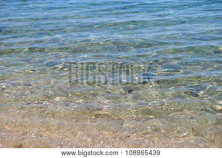 Close Up Of Transparent Deep Green / Blue Wave Of The Sea And That Breaks On The Shore