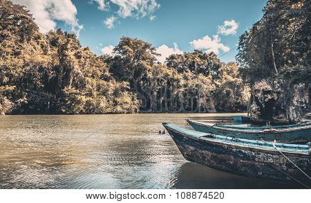 Blue Wooden Boats