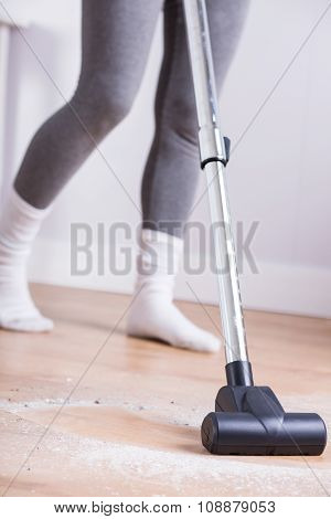 Woman Clening House After Renovation