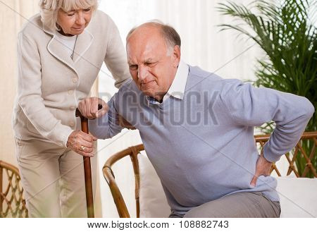 Elderly Man Having A Back Pain
