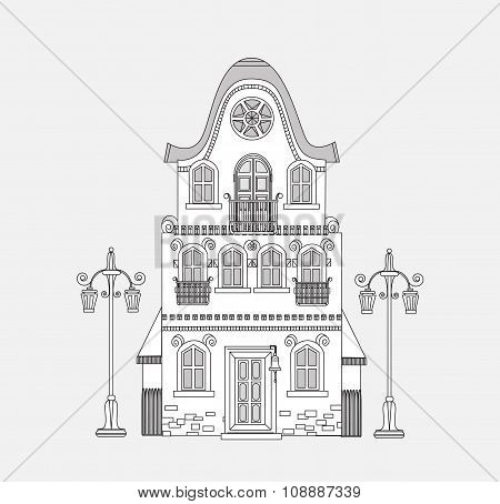 City house, very detailed editable doodle