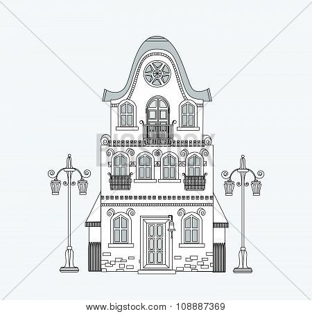 City house, very detailed editable doodle