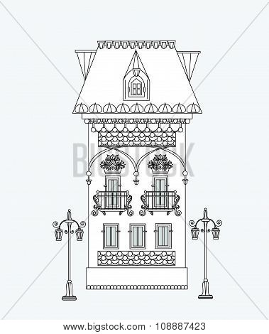 City house, very detailed editable doodle