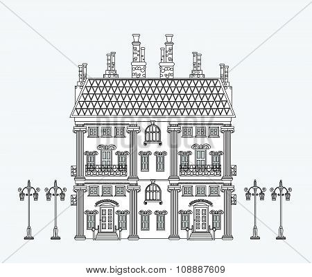 City house, very detailed editable doodle