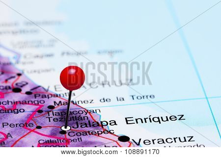 Jalapa Enriquez pinned on a map of Mexico