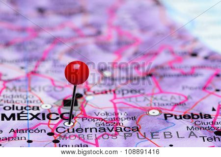 Cuernavaca pinned on a map of Mexico