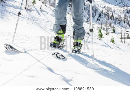 Closeup of skiing equipment.