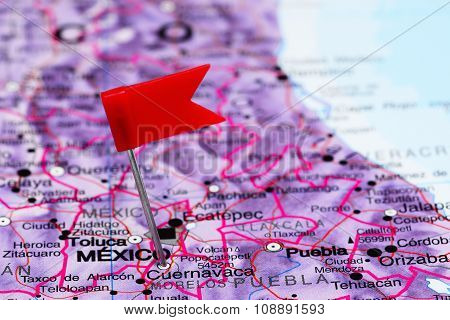 Cuernavaca pinned on a map of Mexico
