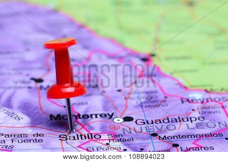 Saltillo pinned on a map of Mexico