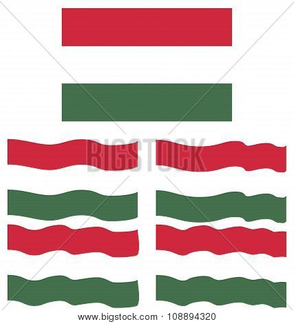 Flat And Waving Flag Of Hungary