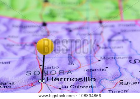 Hermosillo pinned on a map of Mexico