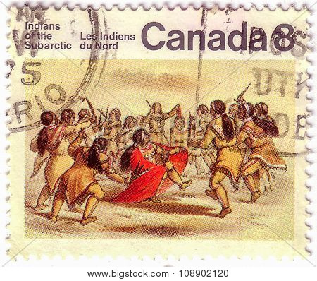 Canada - Circa 1975: Stamp Printed By Canada, Shows Subarctic Indians, Circa 1975