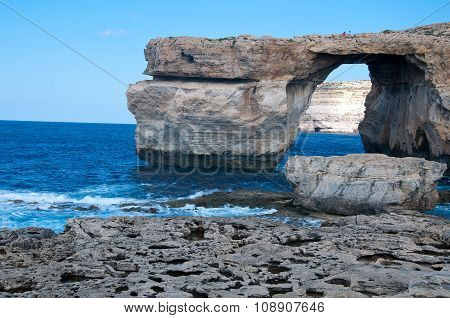 The Famous Blue Window Dwejra On The Island Of Gozo,