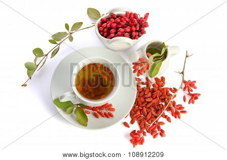 Presentation For Goji Fresh Antioxidant Tea Isolated On White Background