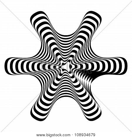 Geometric optical illusion black and white on a white background. Vector illustration
