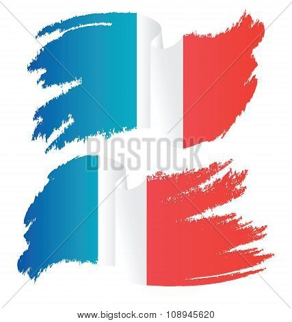 Waving Brush Stroke Flag Of France