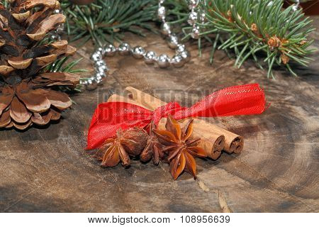 Cinnamon Sticks, Star Anise, Nuts, Christmas Decoration