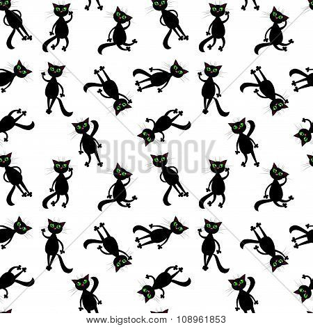 black cats seamless pattern