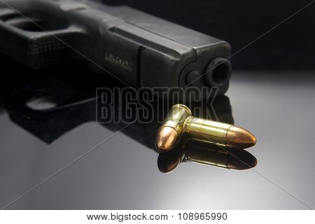 Pistol gun on black background