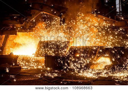 Blast furnace with sparks.