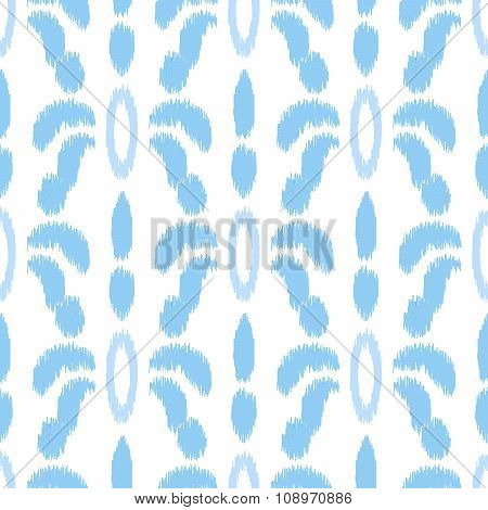 Blue ikat seamless vector pattern. Textile fabric design.