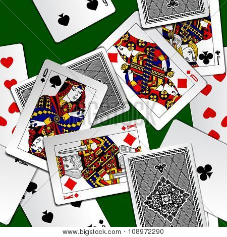 Playing cards seamless pattern background. Original design
