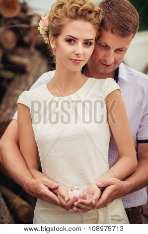 Bride and groom on their wedding day