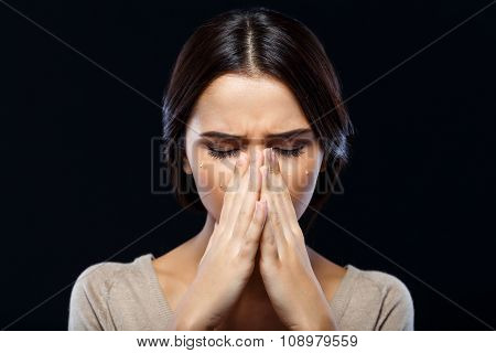 Pleasant girl expressing emotions