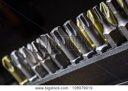 Macro Collection Of Phillips, Torx, Star And Slotted Bits 6