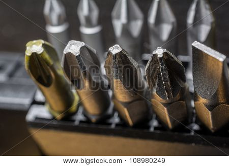 Macro Collection Of Phillips, Torx, Star And Slotted Bits 8