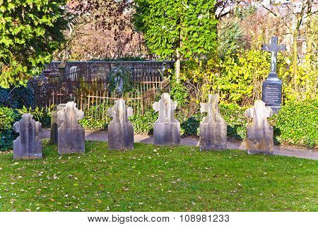 LIMBURG, GERMANY - OCT 4, 2011: graveyards in the garden of dome in Limburg Germany