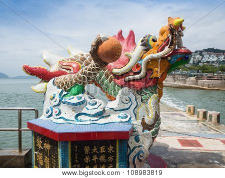 Little Dragon Statue In Guan Yin Temple.