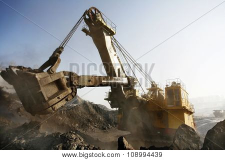 Mine excavator at work