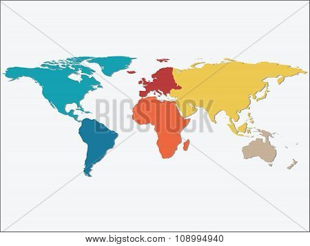 Colorful Continents World Map