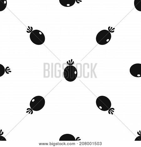 Feijoa fruit pattern repeat seamless in black color for any design. Vector geometric illustration