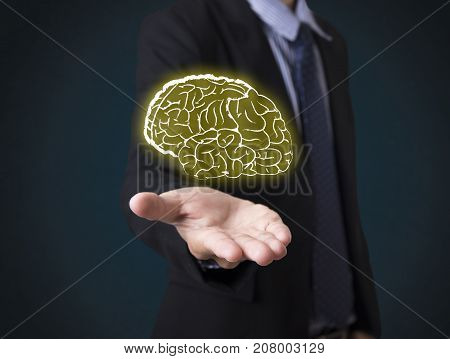 lightbulb brainstorming creative idea abstract icon on business hand.