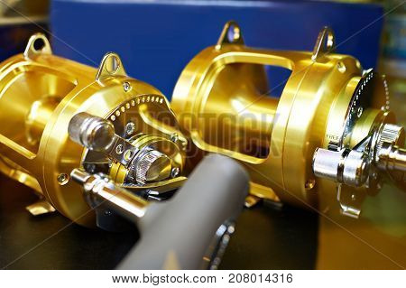 Baitcasting Reel On Fishing Rods In Shop