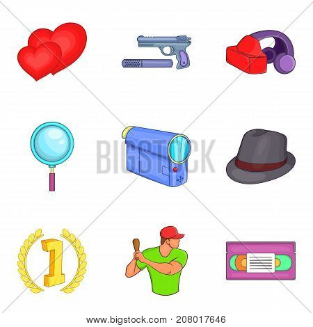 Home movie icons set. Cartoon set of 9 home movie vector icons for web isolated on white background