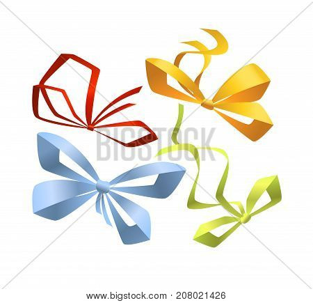 Set of bows for your design. Vector illustration.