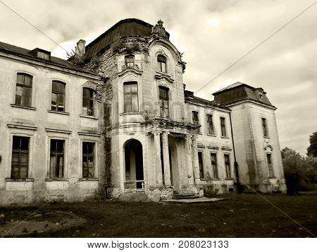 Abandoned palace in Belarus (Zheludok, Grodno region), built in the early twentieth century, example of Art Nouveau style