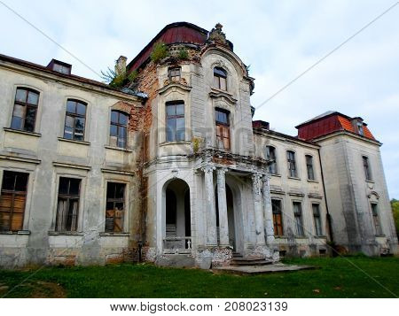 Abandoned palace in Belarus (Zheludok, Grodno region), built in the early twentieth century, example of Art Nouveau style