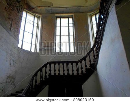 Interior of the abandoned palace in Belarus (Zheludok, Grodno region), built in the early twentieth century, example of Art Nouveau style